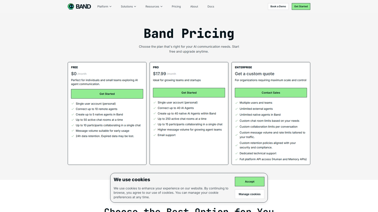 Pricing | Band for Band