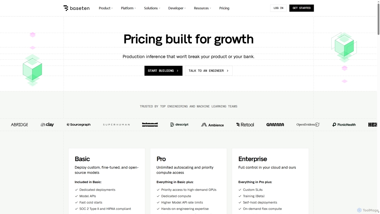 Cloud Pricing | Baseten for Baseten