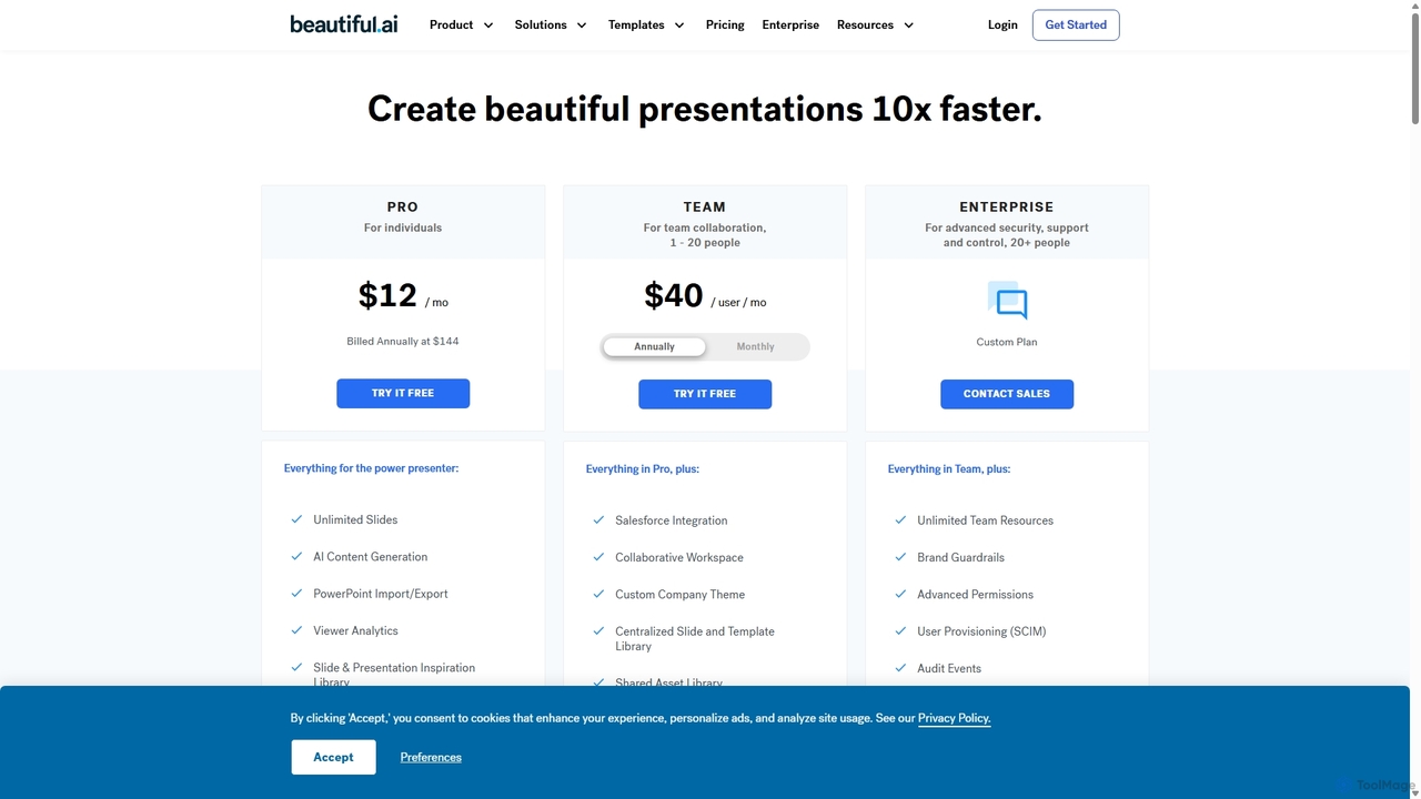 Beautiful.ai Pricing and Plans for Beautiful.ai