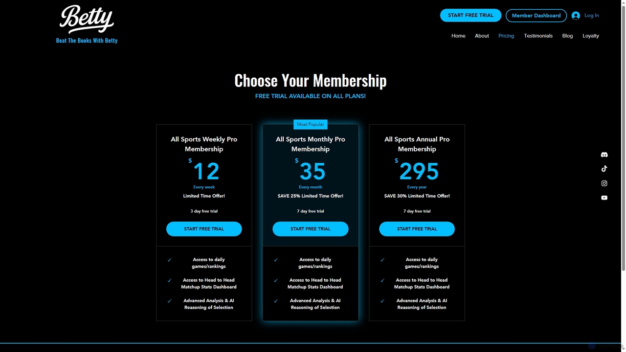 Betty Sports Pricing: AI-Powered Betting Picks Available for Betty Sports