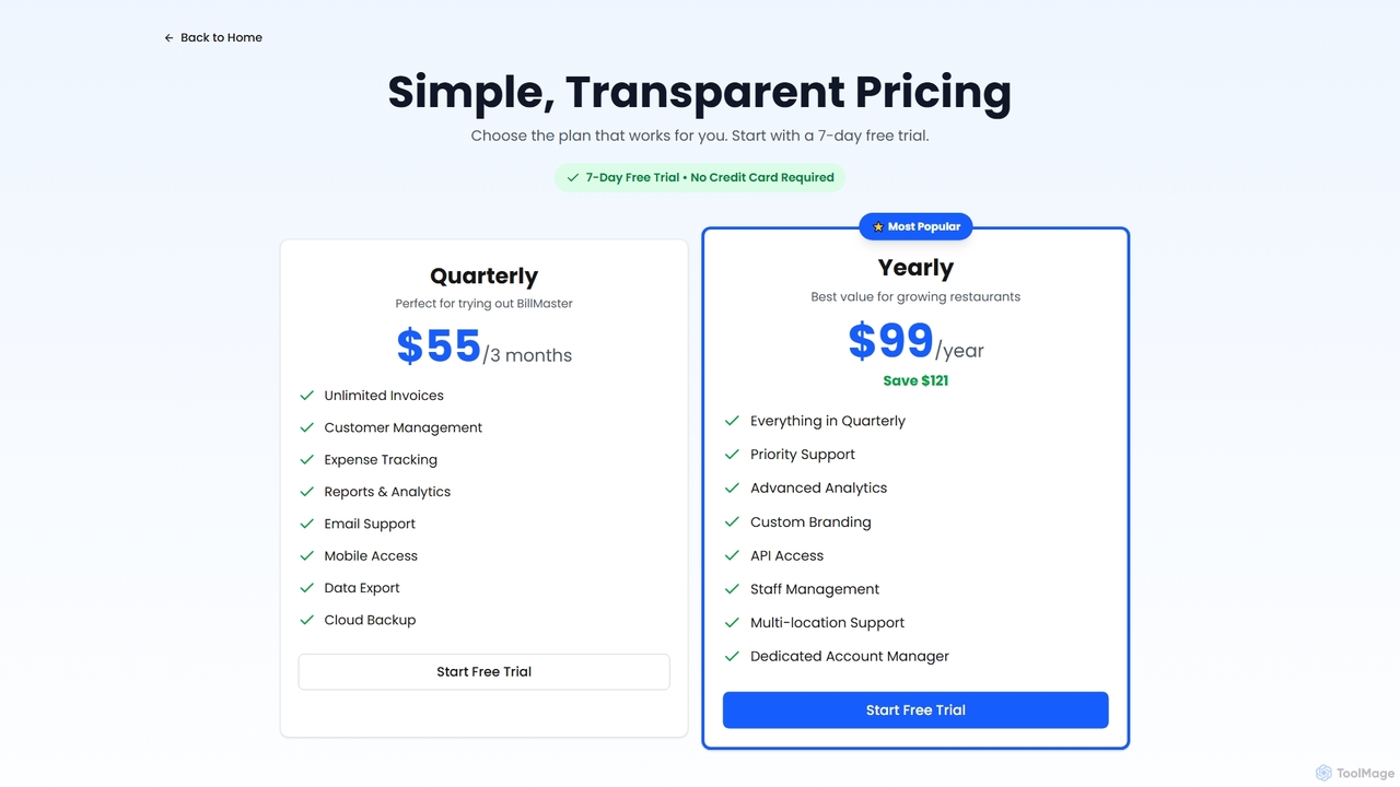 BillMaster - Restaurant CRM for BillMaster
