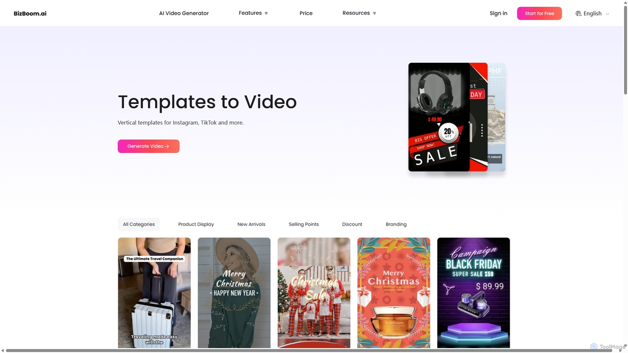 BizBoom.ai: Templates to Video for BizBoom.ai
