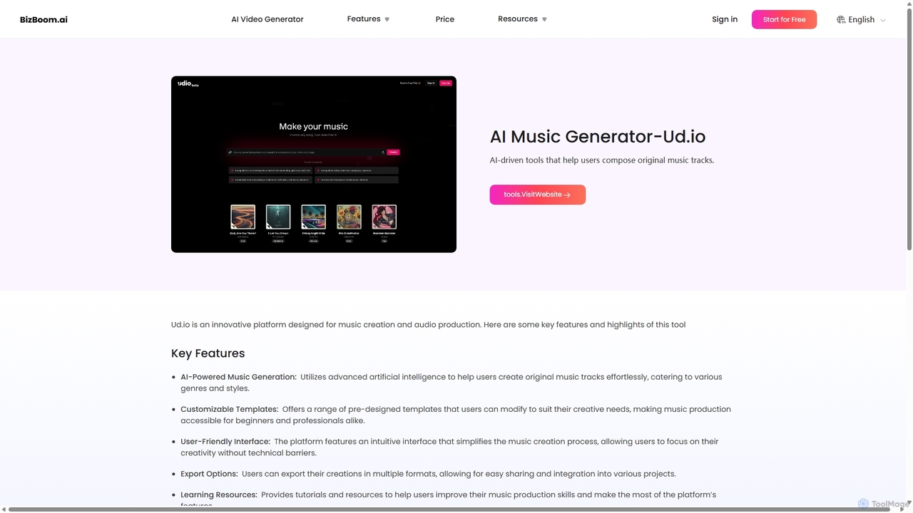 BizBoom.ai: Find the Right Sound for Your Videos for BizBoom.ai