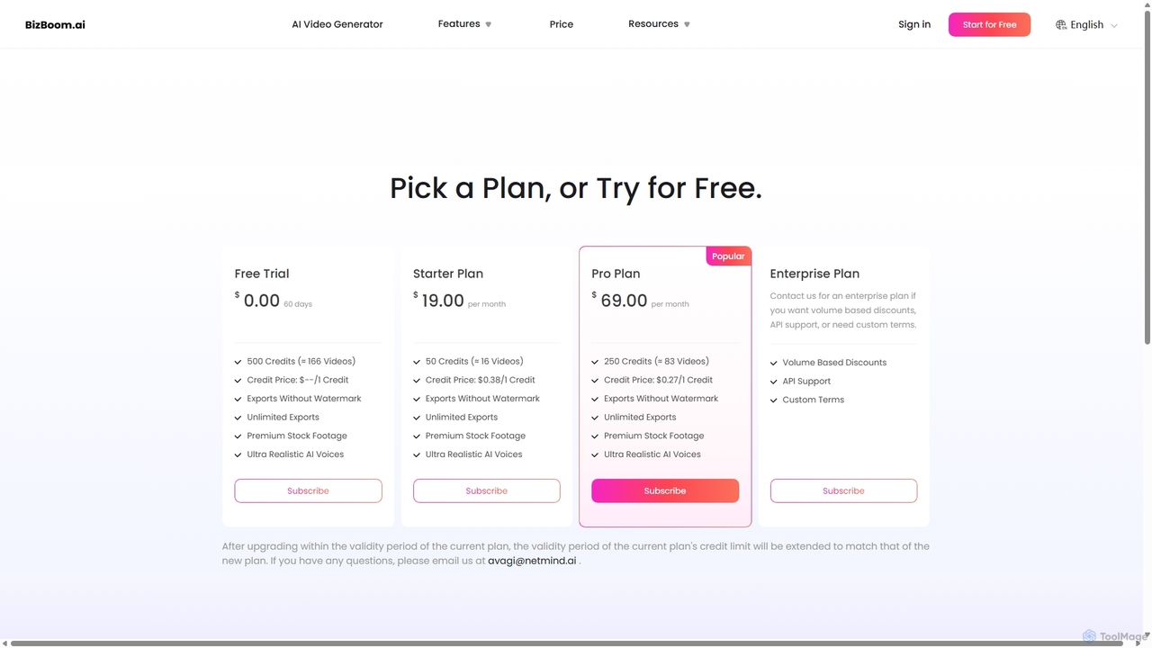 BizBoom.ai: Pricing for BizBoom.ai