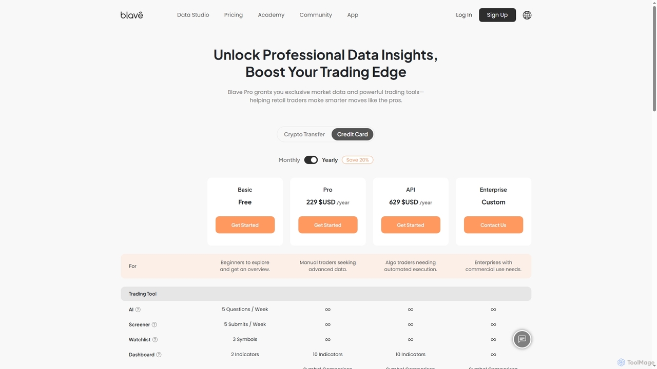 Pricing Plan｜Crypto Insight Studio｜Blave for Blave