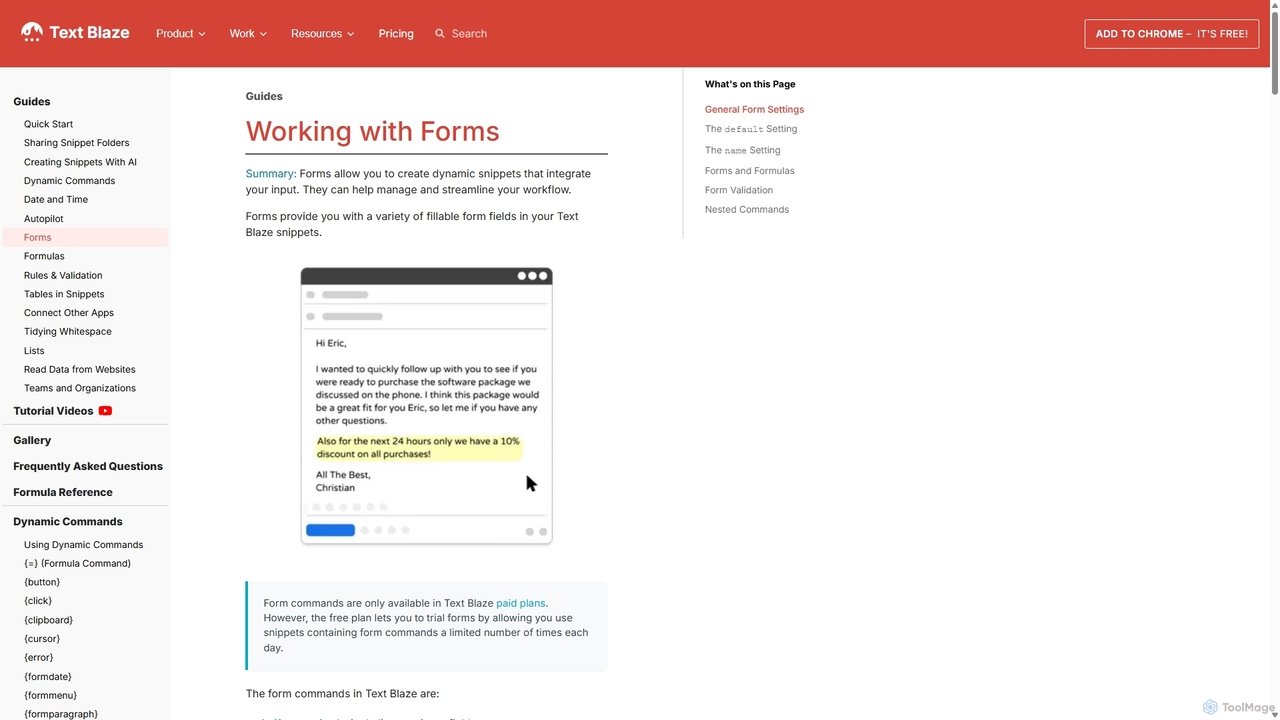 Text Blaze | Working with Forms for Blaze