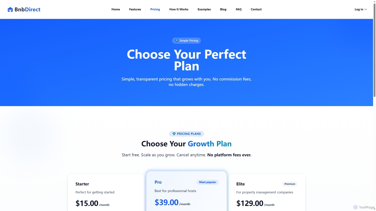BnbDirect - Pricing for BnbDirect