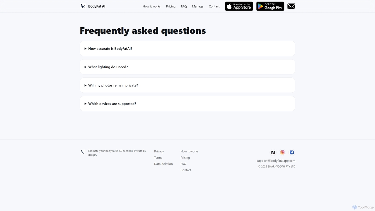 FAQ — BodyFatAI for BodyFatAI