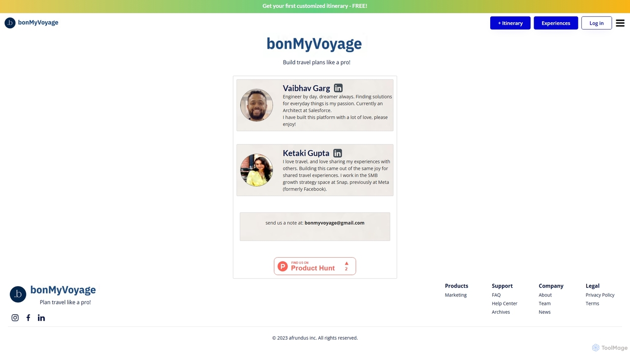 bonMyVoyage - About for Bonmyvoyage