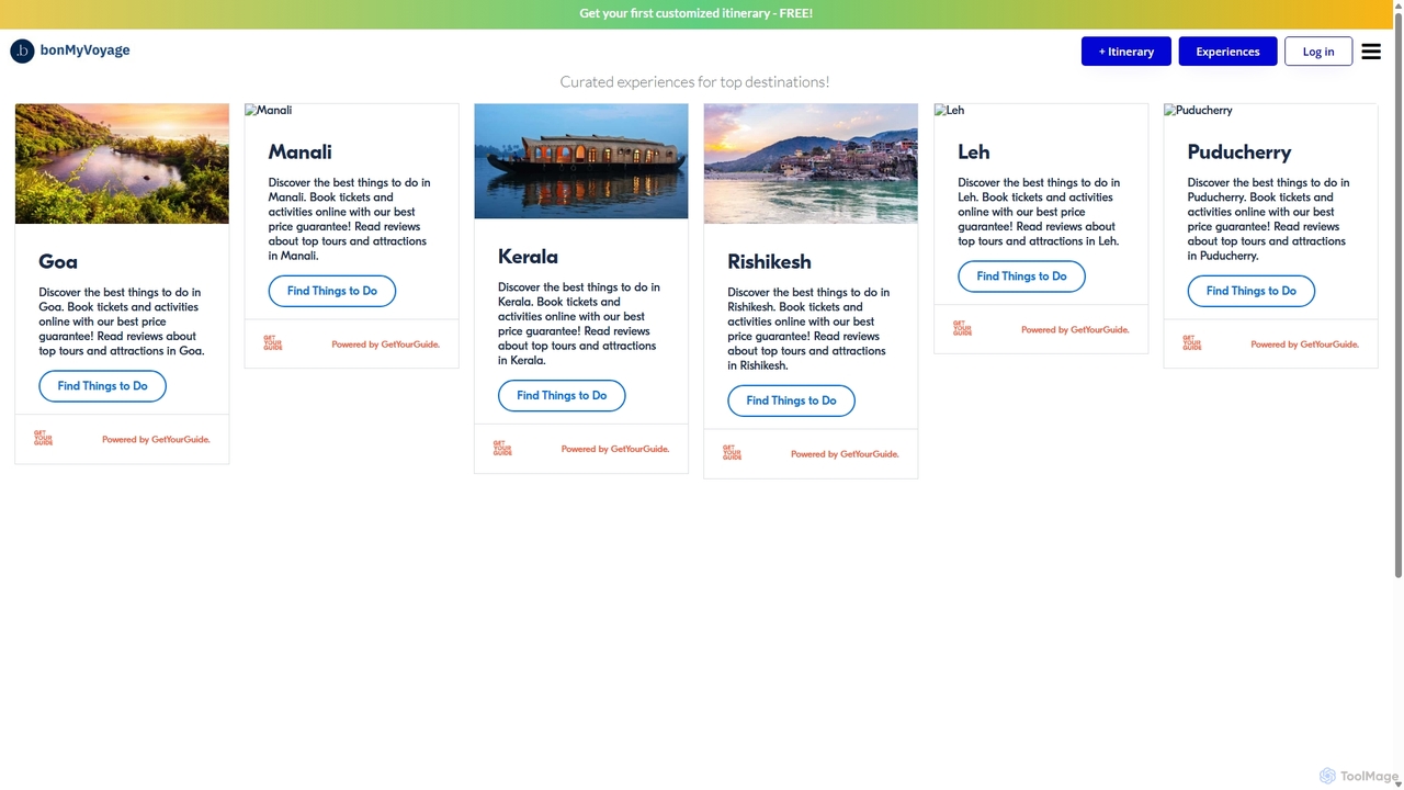 bonMyVoyage - Experiences for Bonmyvoyage