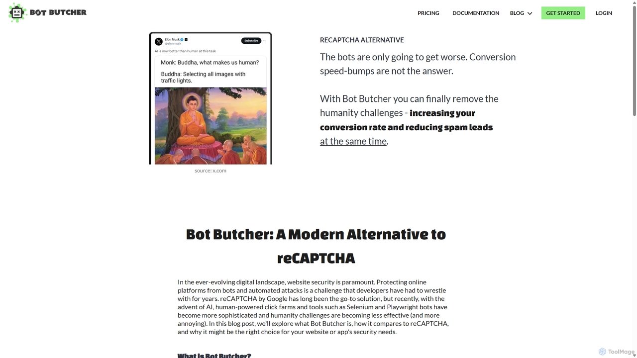 Bot Butcher: A Modern Alternative to reCAPTCHA for Bot Butcher