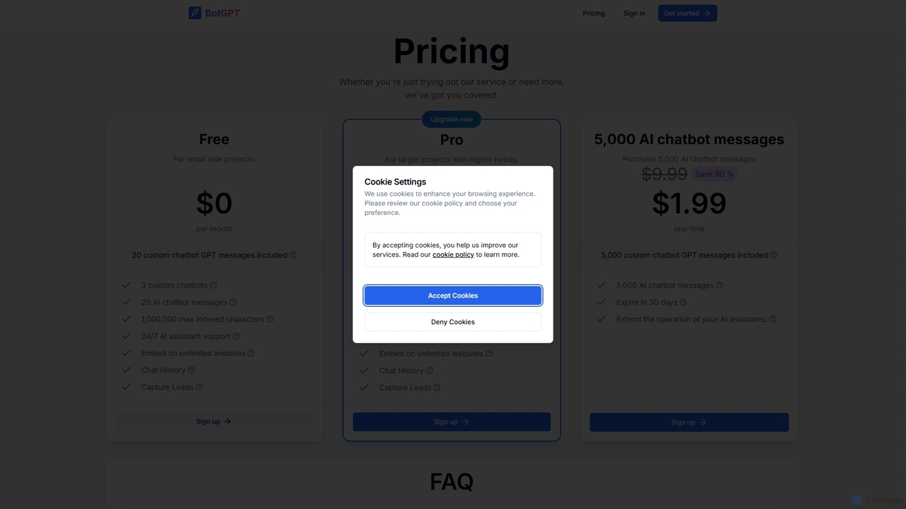 BotGPT Pricing for BotGPT