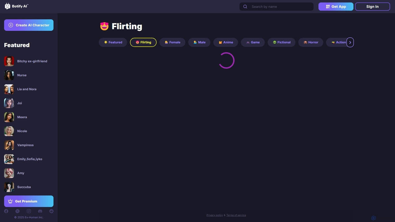 😍 Flirting - list of characters - Botify AI for Botify AI