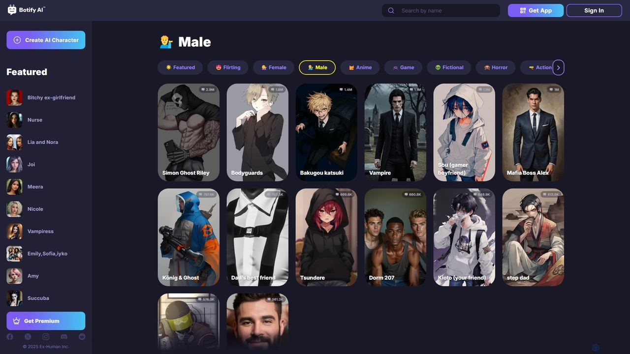 💁‍♂️ Male - list of characters - Botify AI for Botify AI