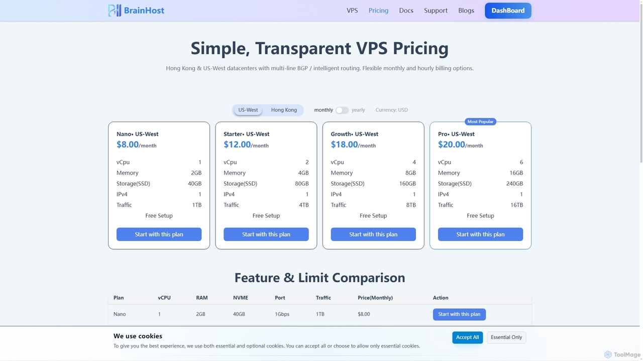 Pricing - BrainHost for BrainHost
