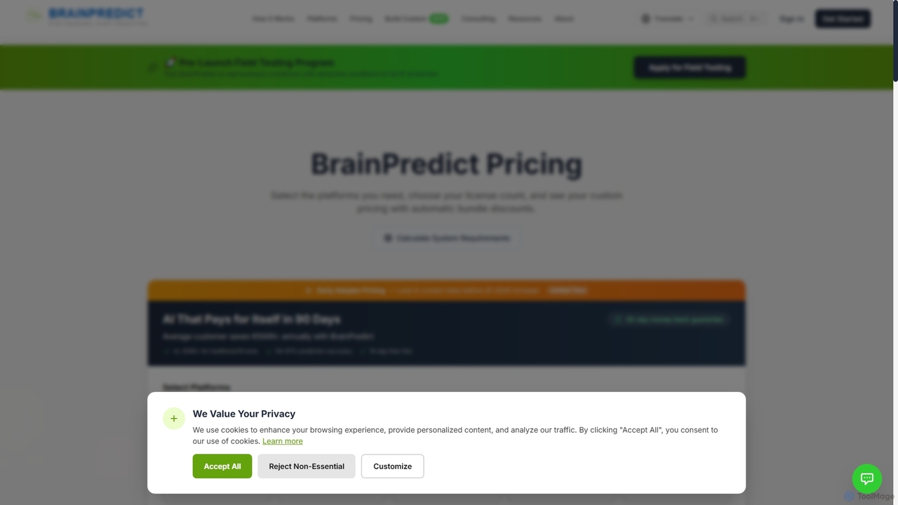 Pricing | BrainPredict AI Platforms for BrainPredict