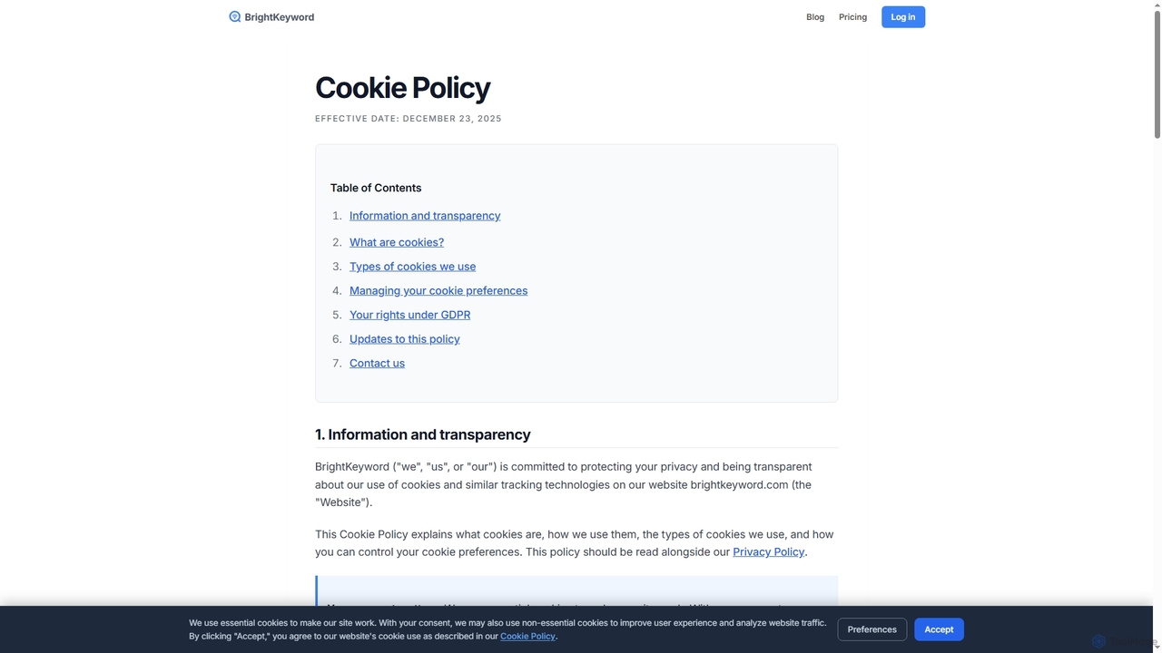Cookie Policy - BrightKeyword for BrightKeyword