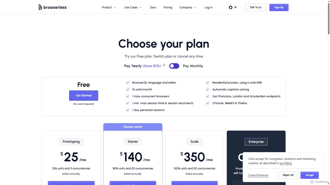 Pricing for Browserless
