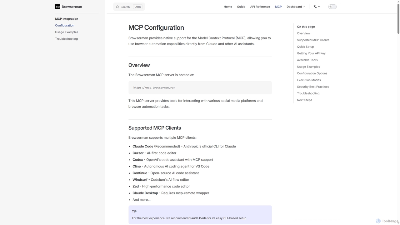 MCP Configuration | Browserman for Browserman
