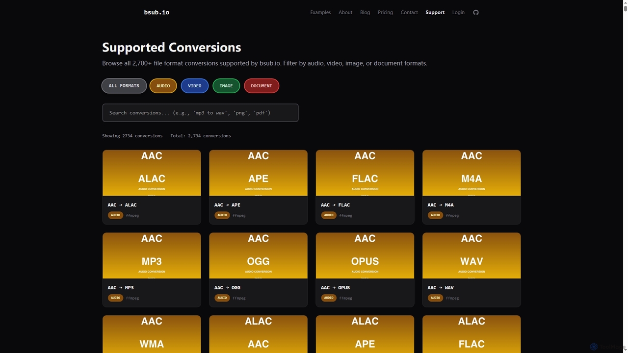 Supported Conversions - bsub.io - zero-setup batch execution for command-line tools for Bsub