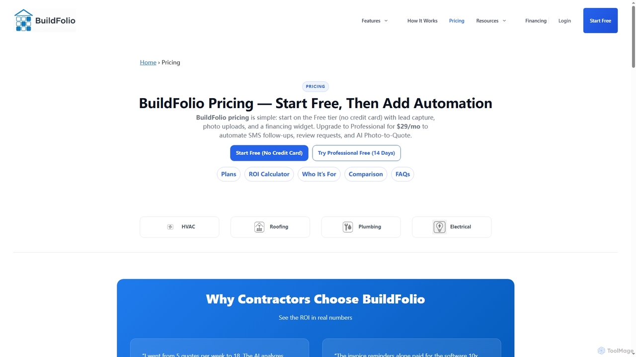 BuildFolio Pricing — Free Contractor Software or $149/mo for Automation for BuildFolio