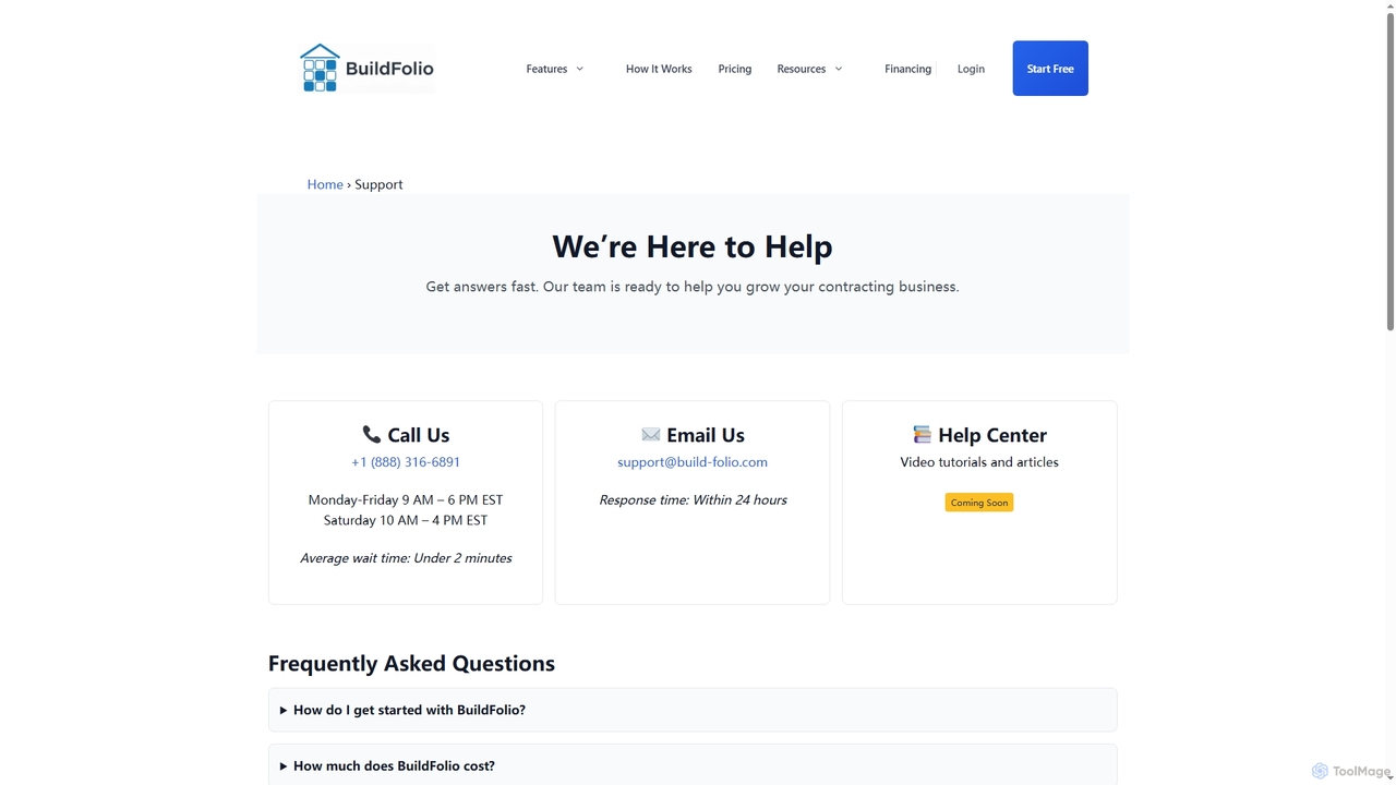 Support - Build-Folio for BuildFolio
