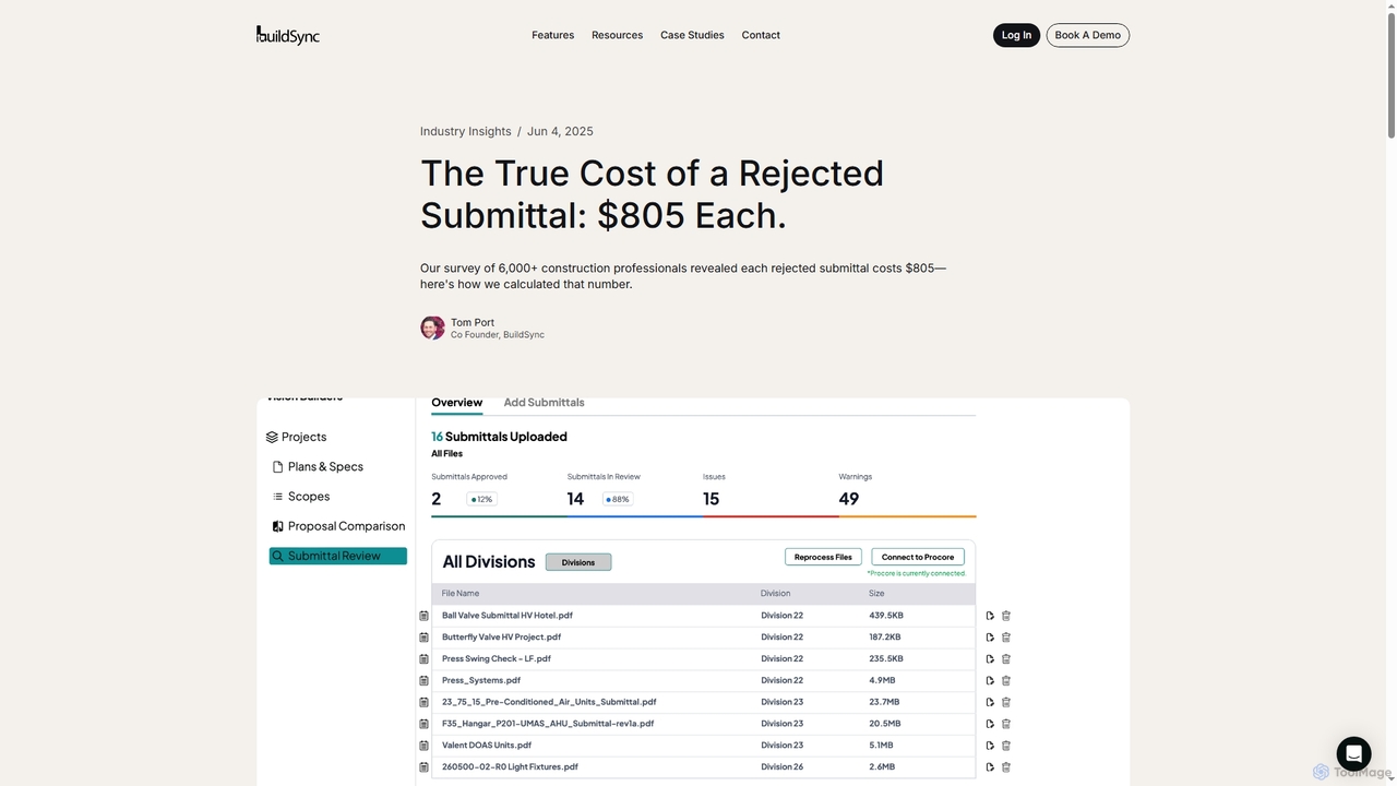 The True Cost of a Rejected Submittal: $805 Each. - BuildSync for BuildSync