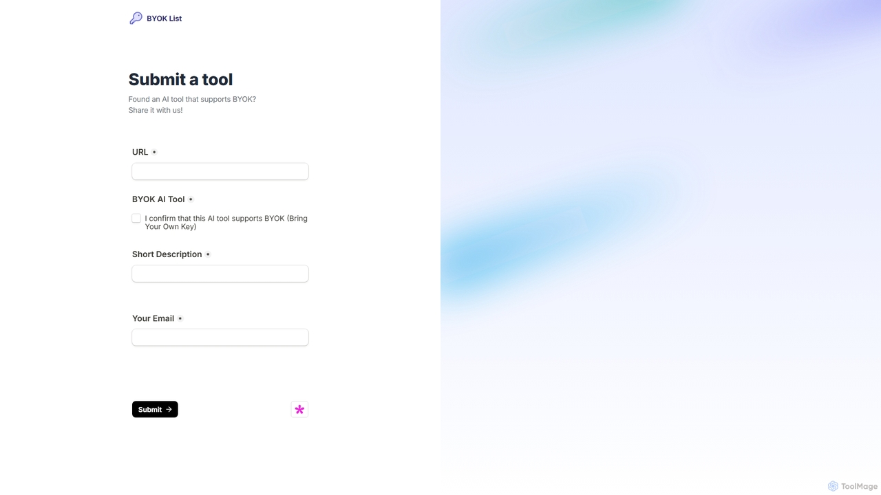 Submit a tool for BYOKList
