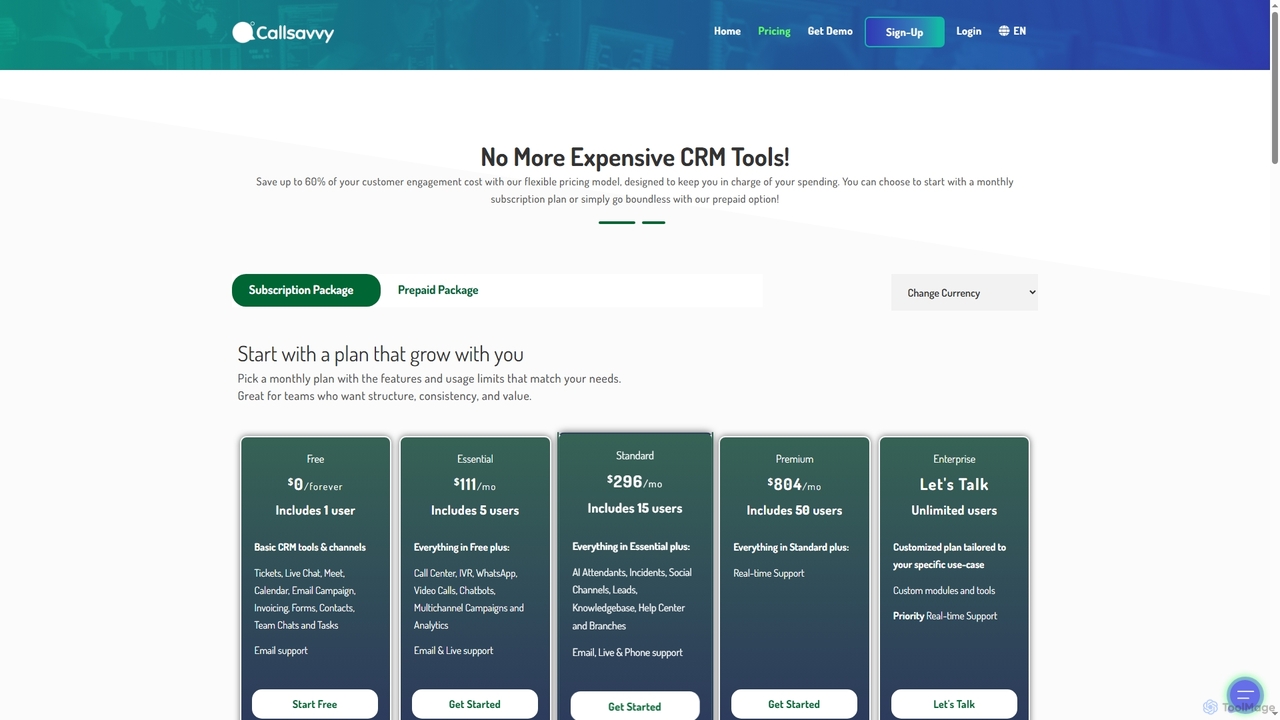 Pricing for Callsavvy