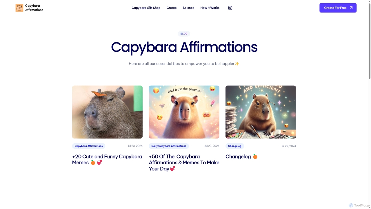 Capybara Affirmations AI - Blog for Capybara Affirmations AI