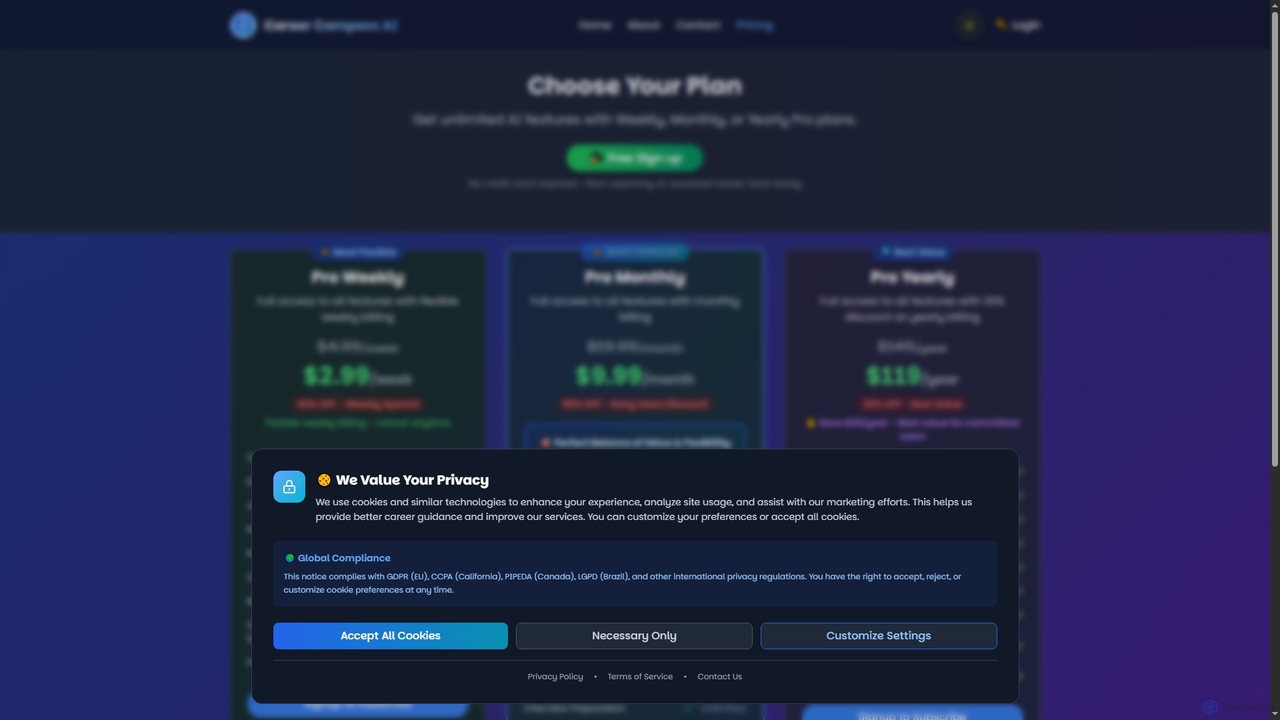 Career Compass AI: Pricing Plans - AI-Powered Career Guidance & Professional Development Pricing for Career Compass AI