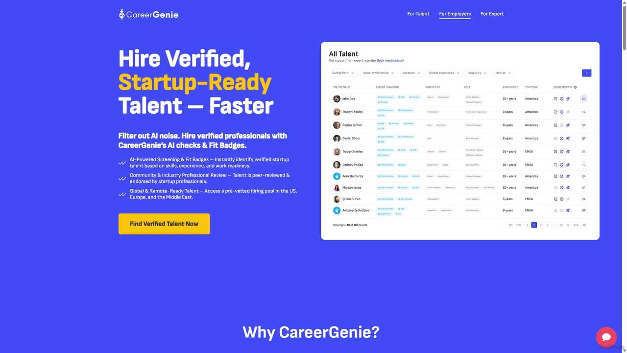 AI Recruitment for Startups | CareerGenie for Employers for CareerGenie