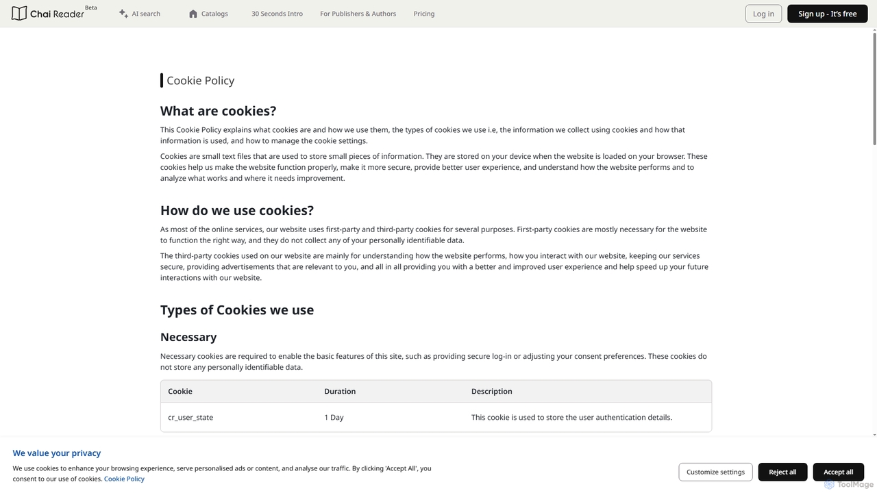 Cookie Policy | Chai Reader for Chai Reader