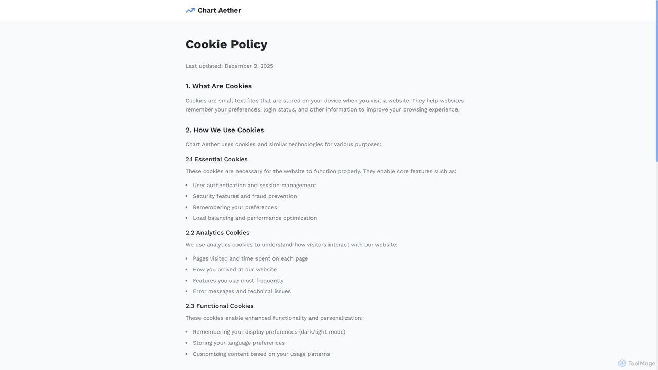 Cookie Policy | Chart Aether for Chart Aether