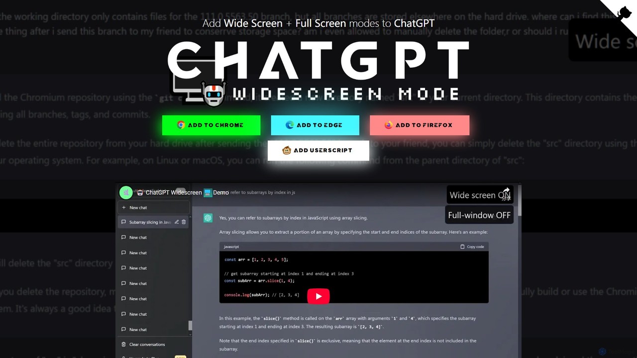 ChatGPT Widescreen Mode