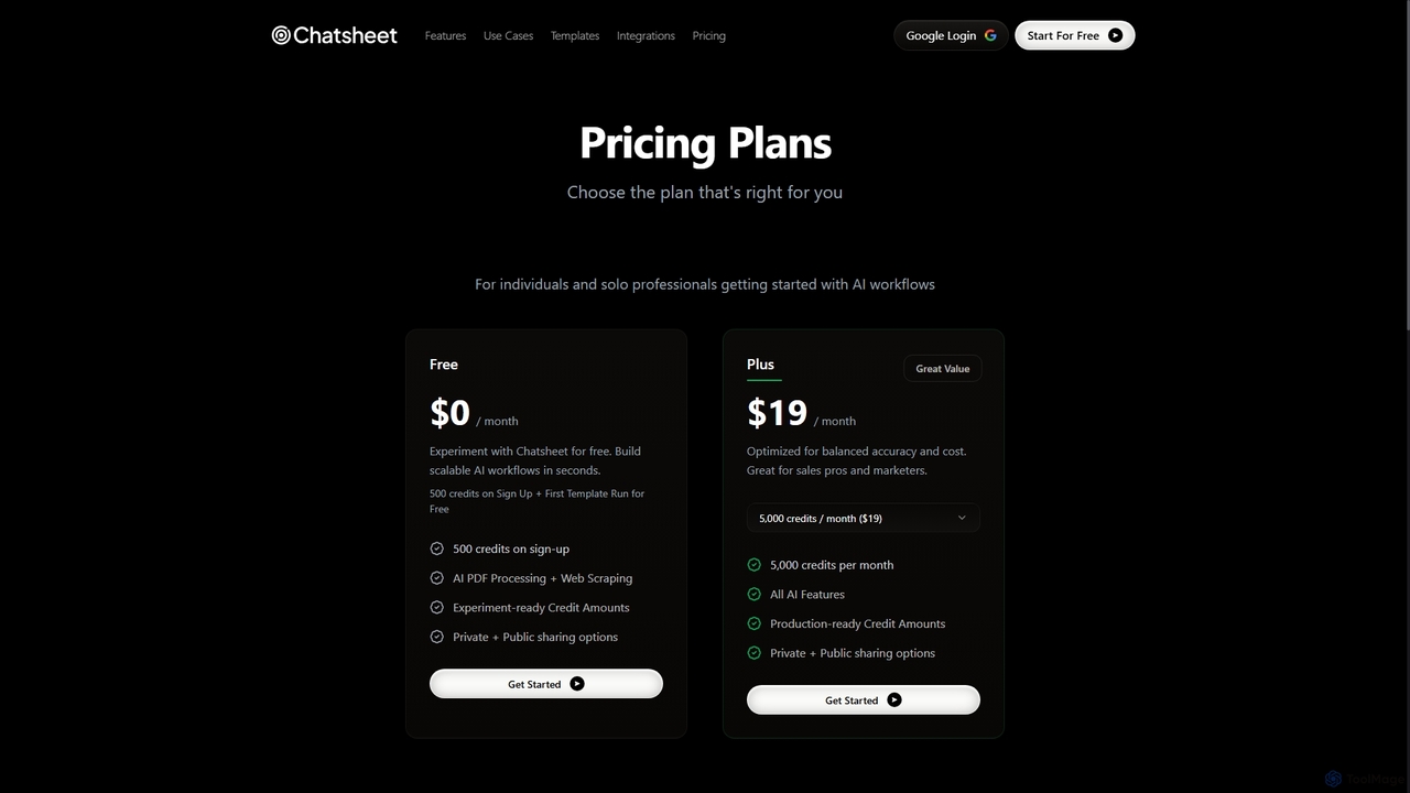 Chatsheet Pricing Plans | Start Free, Scale as You Grow for Chatsheet