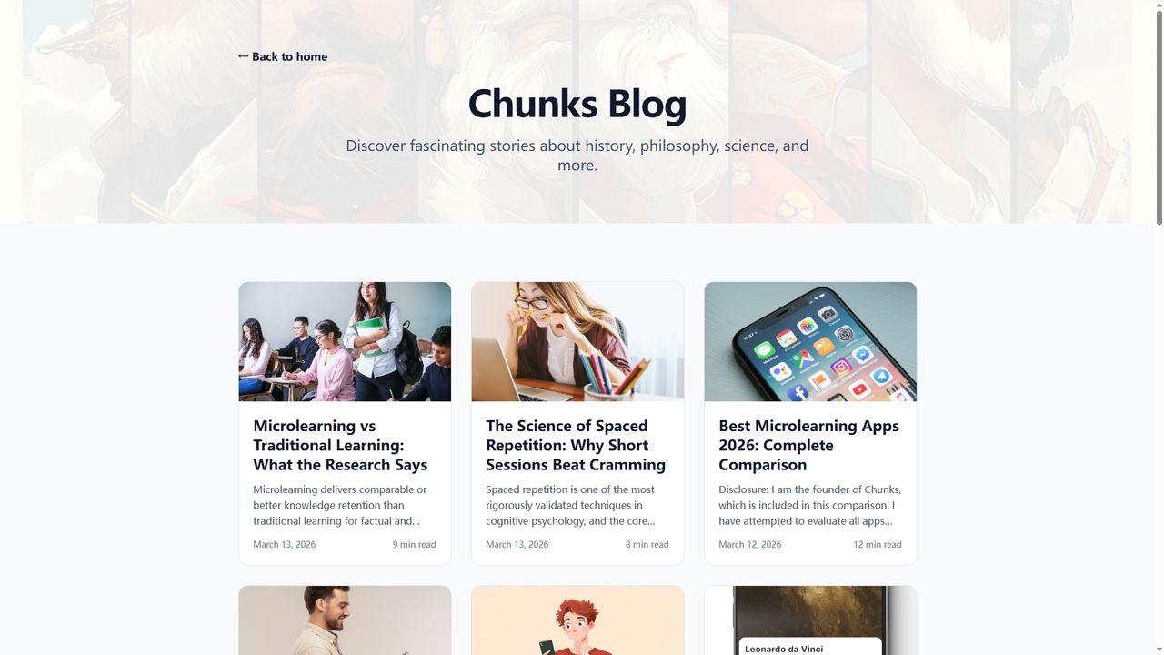 Microlearning Blog | Chunks - History, Philosophy & Science for Chunks