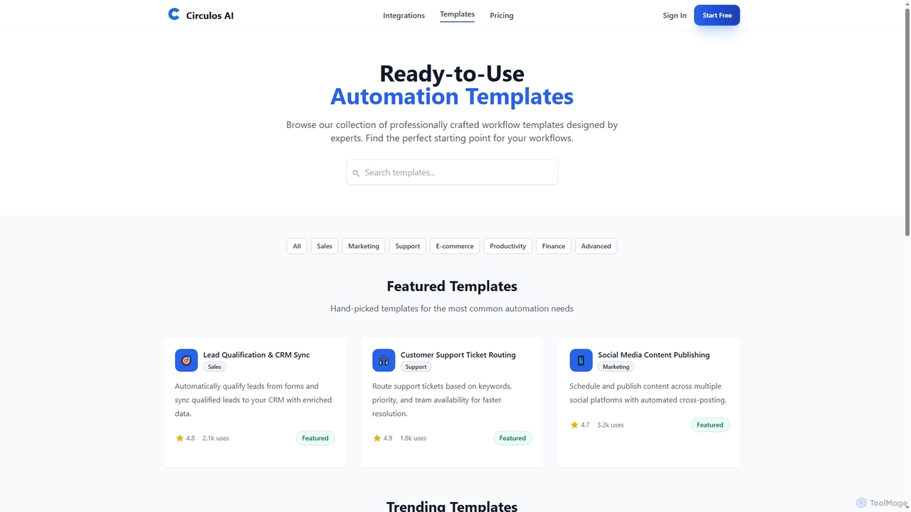 Templates - Circulos AI | Ready-to-Use AI Automation Templates for Circulos