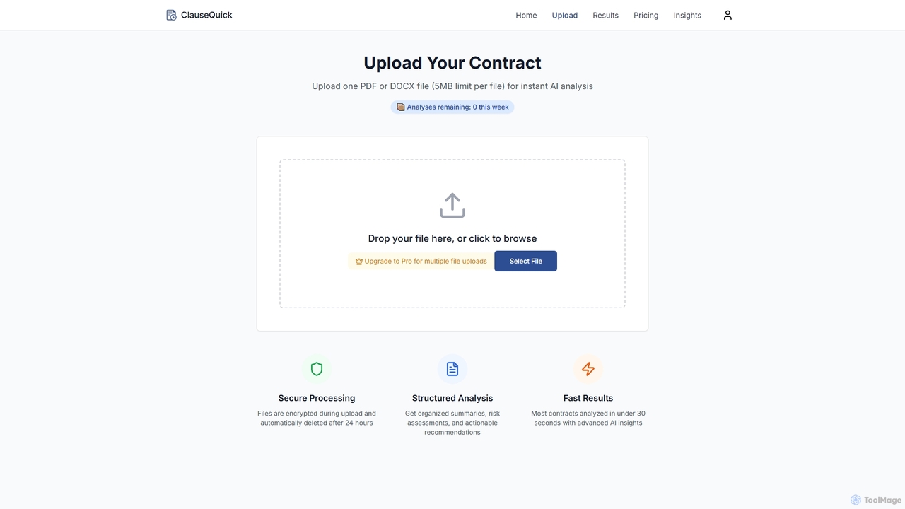 ClauseQuick - AI Contract Analysis | Understand Any Contract in 30 Seconds for ClauseQuick