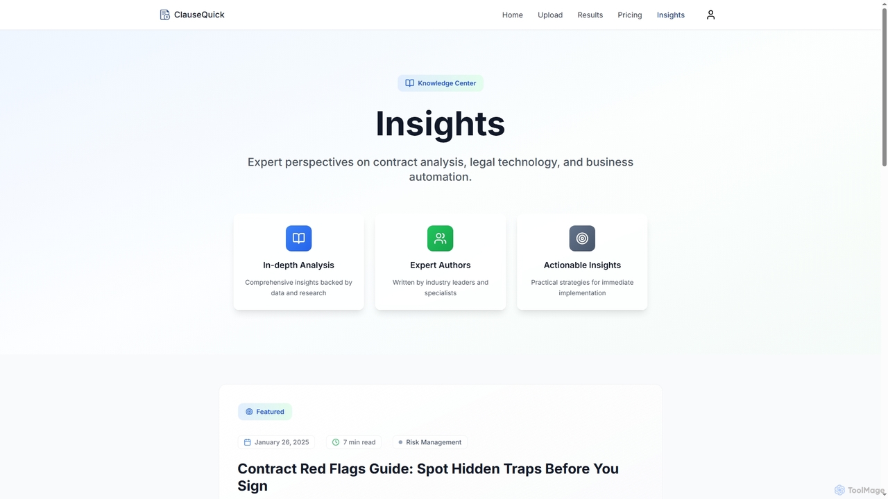 ClauseQuick Insights - AI Contract Analysis Expertise for ClauseQuick