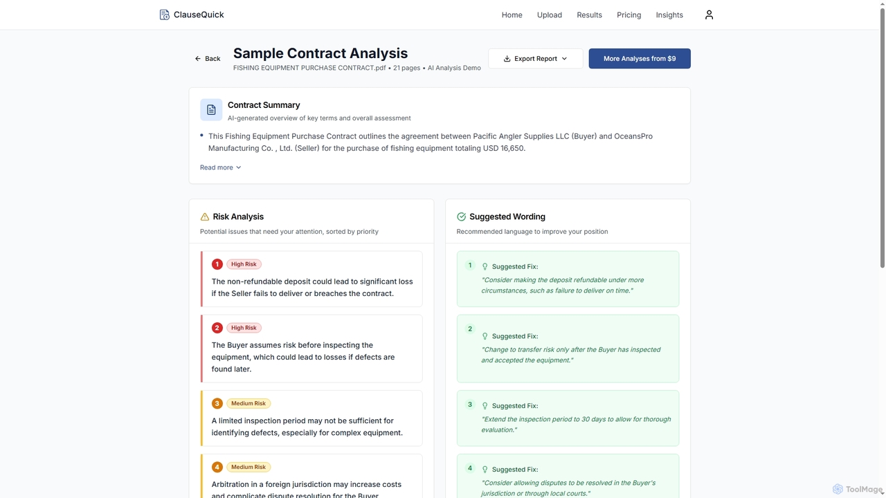 ClauseQuick - AI Contract Analysis | Understand Any Contract in 30 Seconds for ClauseQuick