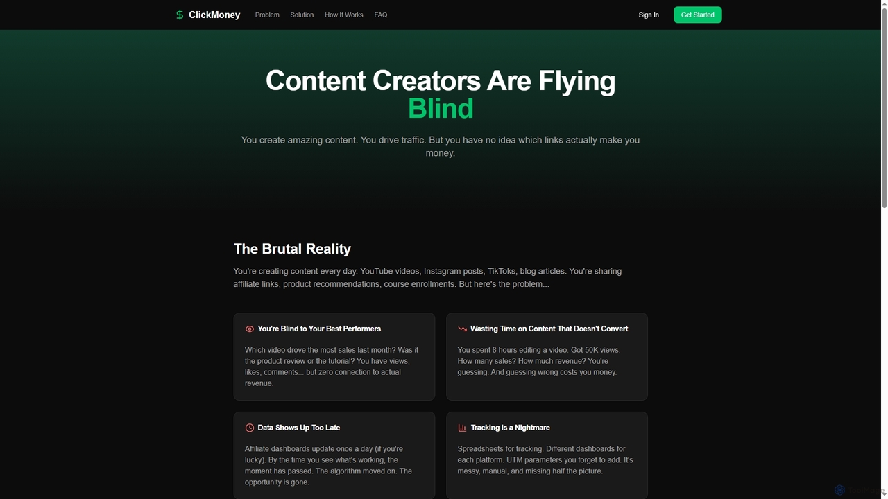ClickMoney - Real-Time Marketing Analytics for Content Creators for ClickMoney