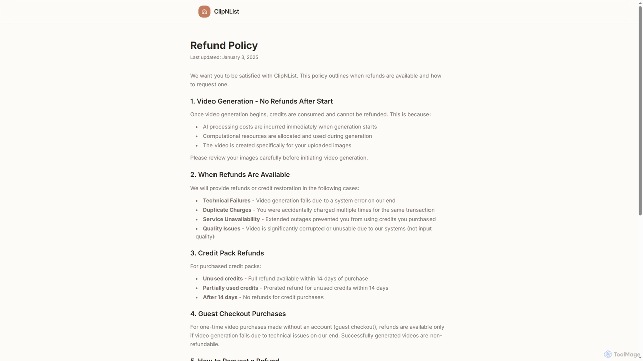 Refund Policy | ClipNList for ClipNList
