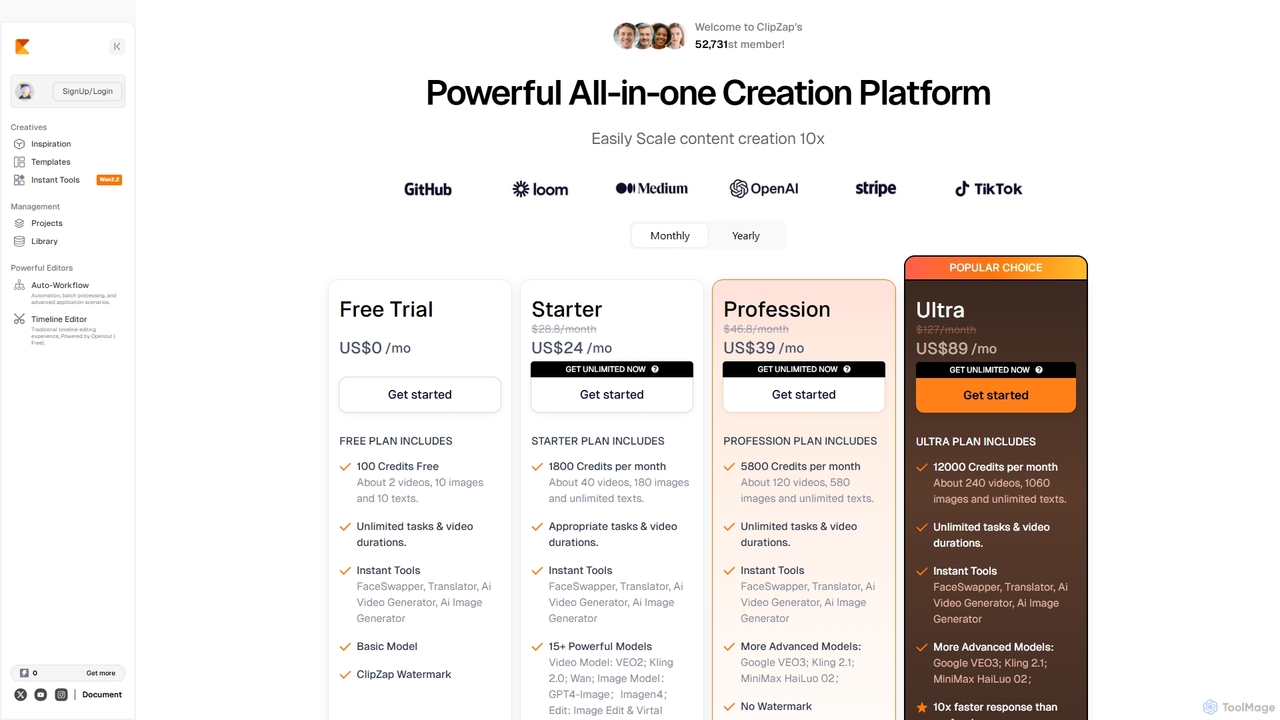 ClipZap.AI | Pricing Plans - Affordable AI Content Creation | ClipZap.AI for ClipZap