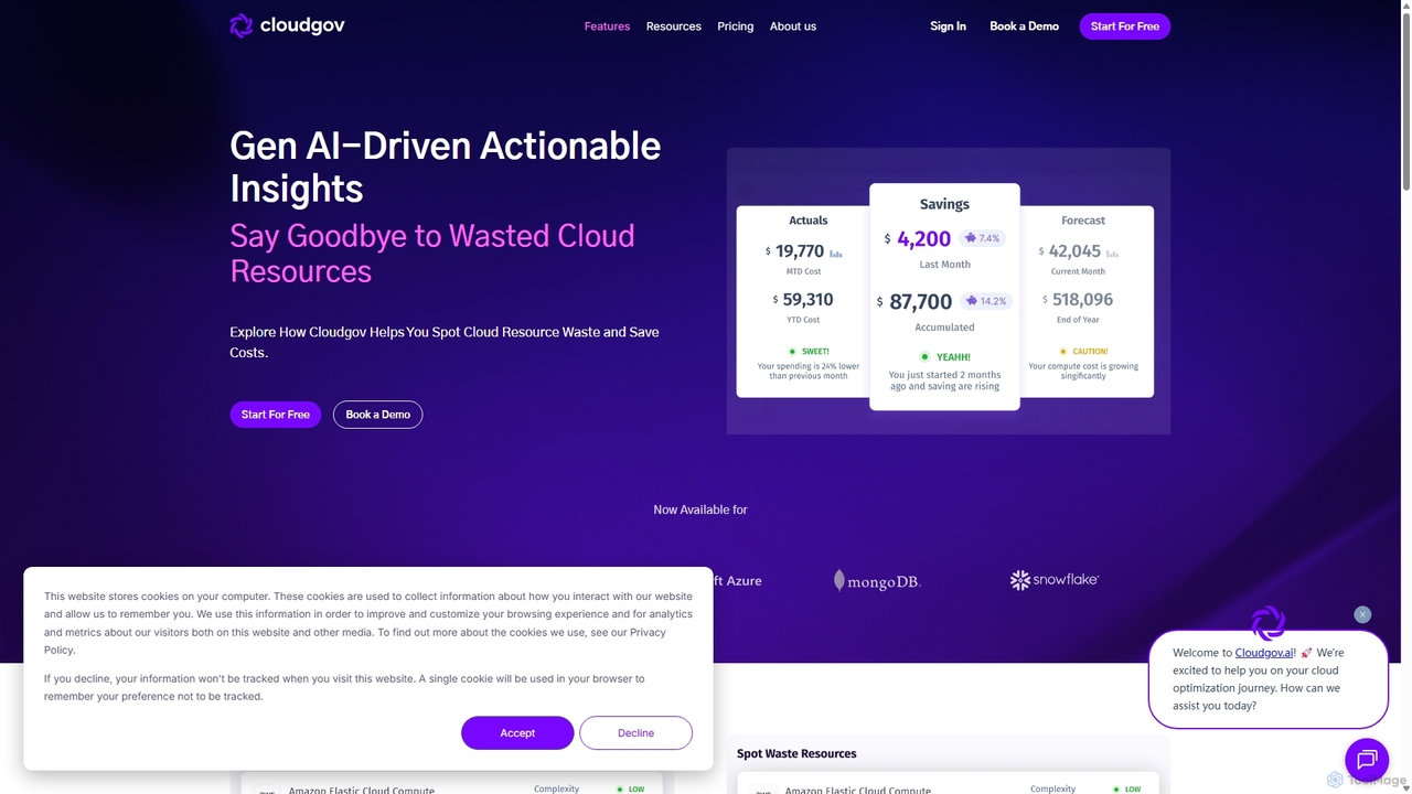 AI-Driven Cost-Saving Insights Platform for Cloud Spend Tracking for Cloudgov