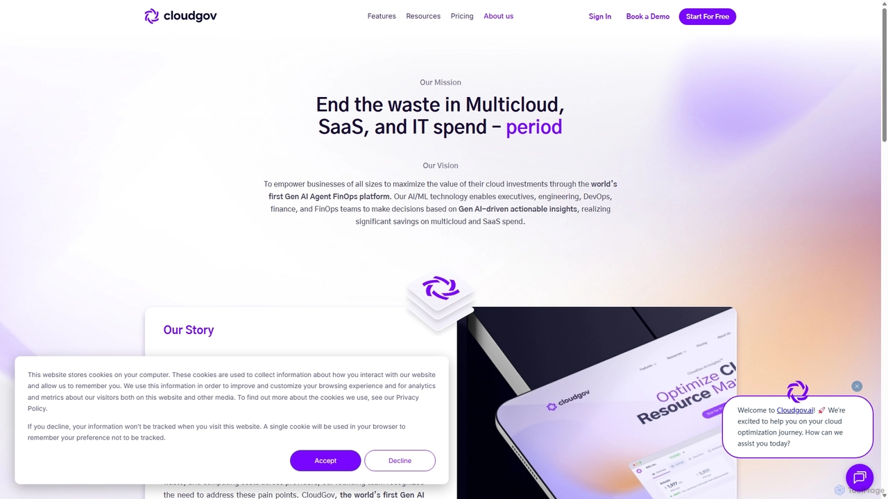 Cloudgov is an AI/ML-driven Cloud Cost Optimization Platform. for Cloudgov