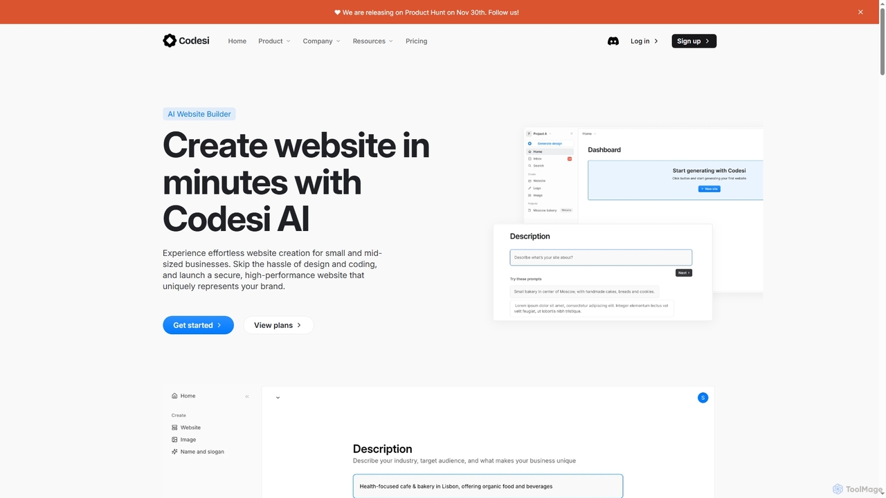 Create website in minutes with Codesi AI for Codesi