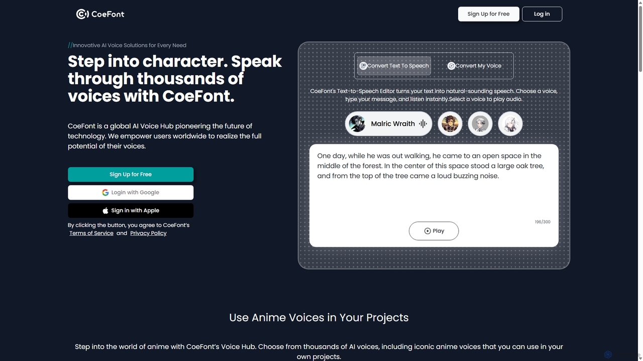 CoeFont: Narration, Games, Video production, Audiobook production … for CoeFont