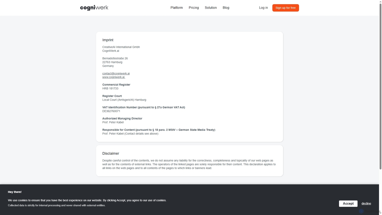Imprint for Cogniwerk