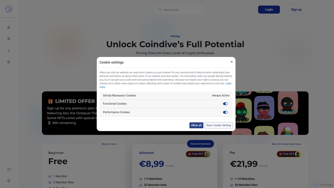 Coindive – Crypto Community Tracker for Coindive